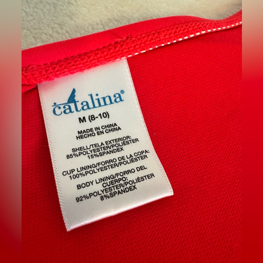 Catalina Size Medium TOP ONLY.  Coral red. Halter style w/ruffles to waist - Picture 2 of 8
